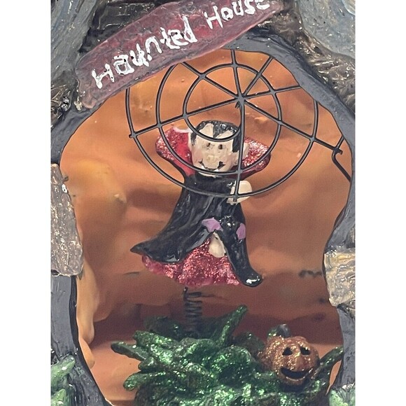 VINTAGE HALLOWEEN HAUNTED BAT HOUSE Ceramic Candle Holder  RARE - Picture 2 of 16
